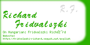 richard fridvalszki business card